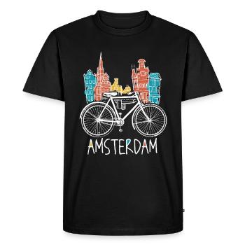 Amsterdam Pays-Bas Hollande Souvenir - T-shirt Premium bio Homme - noir - Devant - Nico (187cm)