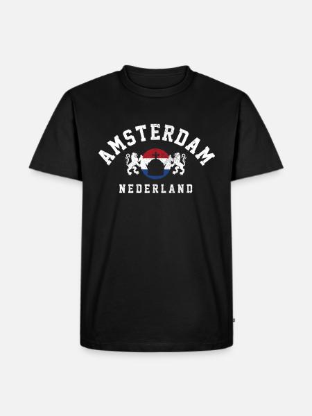 Amsterdam Paesi Bassi Olanda Souvenir - Maglietta ecologica premium da uomo - nero