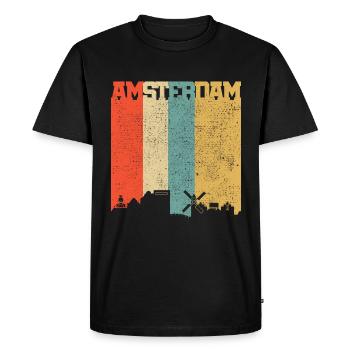 Amsterdam Pays-Bas Hollande Souvenir - T-shirt Premium bio Homme - noir - Devant - Nico (187cm)