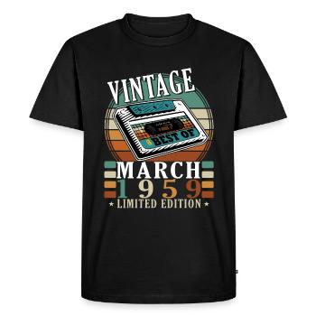 March 1959| Born in 1959 | born in March - Men's Premium Organic T-Shirt - black - Front - Nico (187cm)