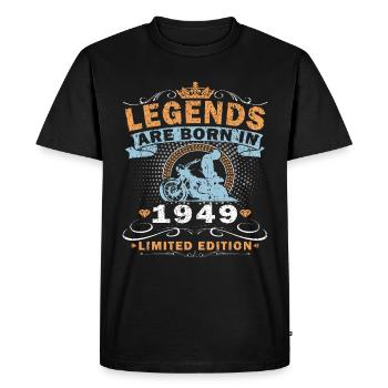 Moto Année 1949 Biker 75 Years Anniversary - T-shirt Premium bio Homme - noir - Devant - Nico (187cm)