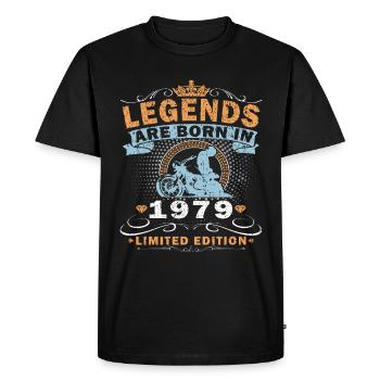 Motorcyclist Vintage 1979 Birthday Moped - Men's Premium Organic T-Shirt - black - Front - Nico (187cm)