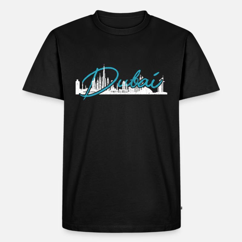 Dubai Skyline UAE Souvenir - Männer Premium Bio T-Shirt - Schwarz