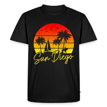 San Diego Californie Vintage Souvenir - T-shirt Premium bio Homme - noir - Devant - Nico (187cm)