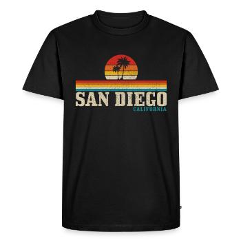 San Diego Californie Vintage Souvenir - T-shirt Premium bio Homme - noir - Devant - Nico (187cm)
