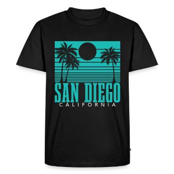 San Diego Californie Vintage Souvenir - T-shirt Premium bio Homme - noir - Devant - Nico (187cm)
