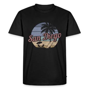 San Diego Californie Vintage Souvenir - T-shirt Premium bio Homme - noir - Devant - Nico (187cm)