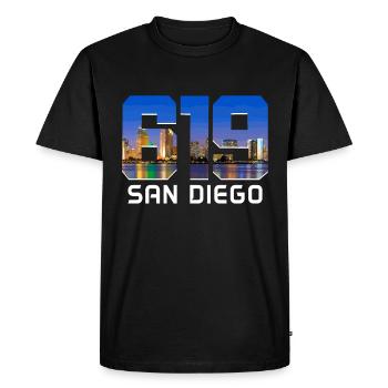San Diego Californie Vintage Souvenir - T-shirt Premium bio Homme - noir - Devant - Nico (187cm)