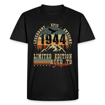 Year 1944 The legend 80th anniversary - Men's Premium Organic T-Shirt - black - Front - Nico (187cm)