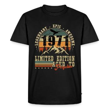 Vintage 1971 Limited Edition Birthday 1971 - Men's Premium Organic T-Shirt - black - Front - Nico (187cm)