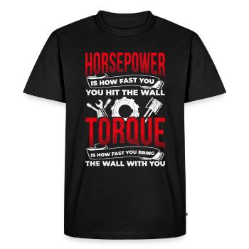 La puissance est la vitesse à laquelle - T-shirt Premium bio Homme - noir - Devant - Nico (187cm)