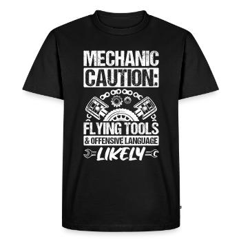 Mécanicien Attention Outils Volants Conception Aut - T-shirt Premium bio Homme - noir - Devant - Nico (187cm)