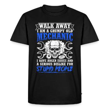 Walk Away I'm a grumpy old mechanic - Men's Premium Organic T-Shirt - black - Front - Nico (187cm)