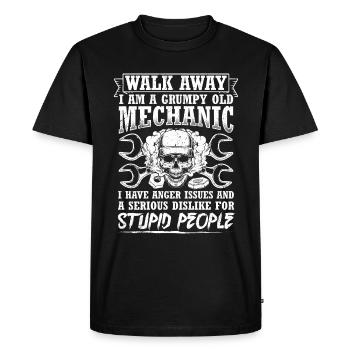 Walk Away I'm a grumpy old mechanic - Men's Premium Organic T-Shirt - black - Front - Nico (187cm)
