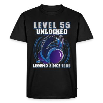 Niveau 55 débloqué Légendaire depuis 1969 - T-shirt Premium bio Homme - noir - Devant - Nico (187cm)