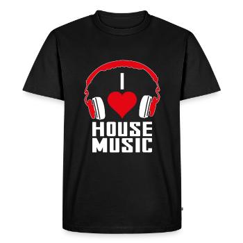 I Love House Music - T-shirt Premium bio Homme - noir - Devant - Nico (187cm)