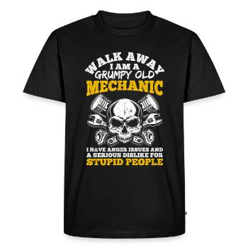 Walk Away I Am A Grumpy Old Mechanic Tuner Tuning - Men's Premium Organic T-Shirt - black - Front - Nico (187cm)