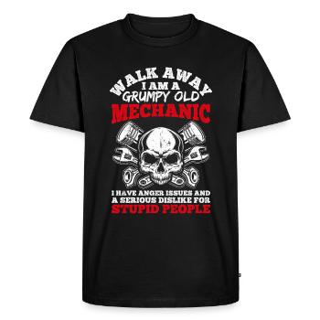 Walk Away I'm a grumpy old mechanic - Men's Premium Organic T-Shirt - black - Front - Nico (187cm)