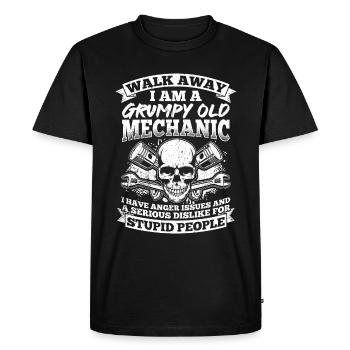 Walk Away I Am A Grumpy Old Mechanic Tuner Tuning - Men's Premium Organic T-Shirt - black - Front - Nico (187cm)