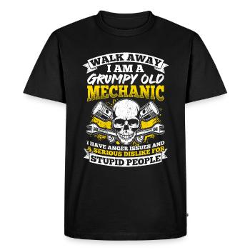 Walk Away I'm a grumpy old mechanic - Men's Premium Organic T-Shirt - black - Front - Nico (187cm)