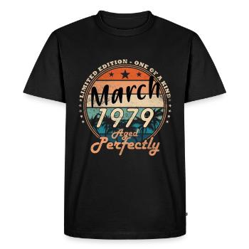 Mars 1979 Mars Anniversaire Mars 1979 - T-shirt Premium bio Homme - noir - Devant - Nico (187cm)