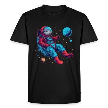 Otter Space Funny Otter Astronaut - Men's Premium Organic T-Shirt - black - Front - Nico (187cm)