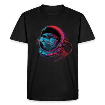 Otter Space Funny Otter Astronaut - Men's Premium Organic T-Shirt - black - Front - Nico (187cm)