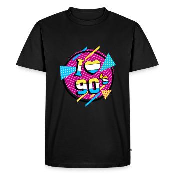 I Love 90's - Men's Premium Organic T-Shirt - black - Front - Nico (187cm)