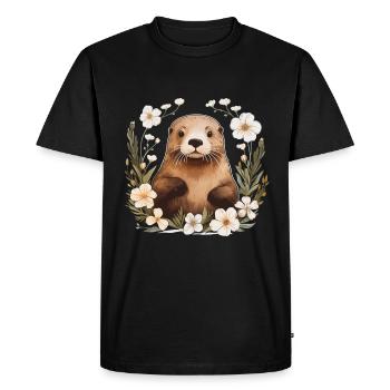 Loutre drôle cadeau - T-shirt Premium bio Homme - noir - Devant - Nico (187cm)