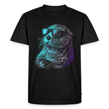 Loutre drôle cadeau - T-shirt Premium bio Homme - noir - Devant - Nico (187cm)
