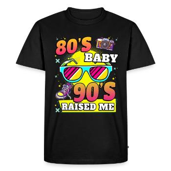 80 ' s bébé 90 ' s m’a élevé - 80 ' s kid 90 's kid - T-shirt Premium bio Homme - noir - Devant - Nico (187cm)