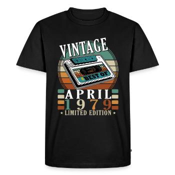 April 1979. Anniversary April 1979. Gift 1979. - Men's Premium Organic T-Shirt - black - Front - Nico (187cm)