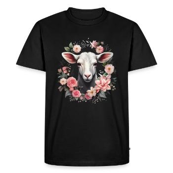 Cadeau floral de chèvre - T-shirt Premium bio Homme - noir - Devant - Nico (187cm)