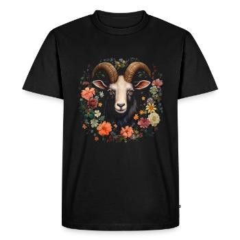 Cadeau floral de chèvre - T-shirt Premium bio Homme - noir - Devant - Nico (187cm)