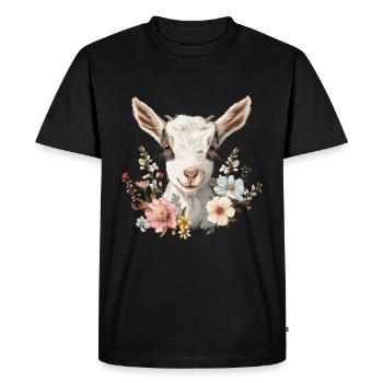 Cadeau floral de chèvre - T-shirt Premium bio Homme - noir - Devant - Nico (187cm)