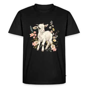 Cadeau floral de chèvre - T-shirt Premium bio Homme - noir - Devant - Nico (187cm)