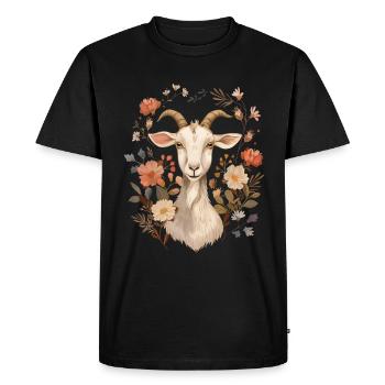 Cadeau floral de chèvre - T-shirt Premium bio Homme - noir - Devant - Nico (187cm)