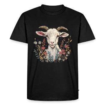 Cadeau floral de chèvre - T-shirt Premium bio Homme - noir - Devant - Nico (187cm)