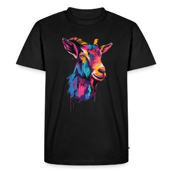 Cadeau coloré de chèvre - T-shirt Premium bio Homme - noir - Devant - Nico (187cm)