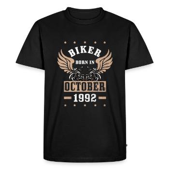 Vintage October 1992 32 Years Anniversary - Men's Premium Organic T-Shirt - black - Front - Nico (187cm)