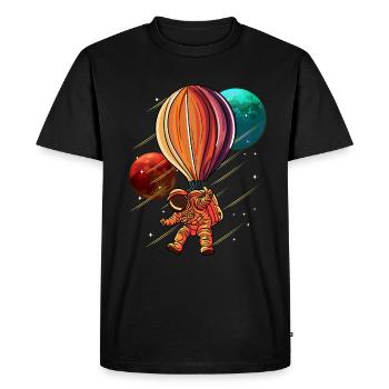 Astronaute Montgolfière Spaceman - T-shirt Premium bio Homme - noir - Devant - Nico (187cm)