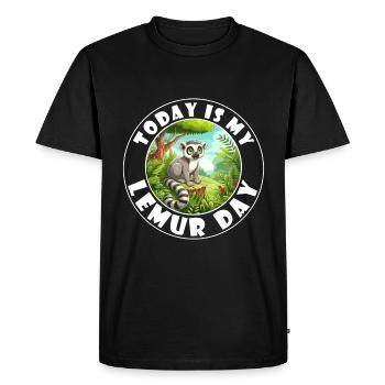 Aujourd’hui, c’est mon jour des lémuriens - Lemur Saying - T-shirt Premium bio Homme - noir - Devant - Nico (187cm)