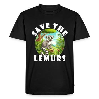 Lemur Sayings - Save the Lemurs - Men's Premium Organic T-Shirt - black - Front - Nico (187cm)