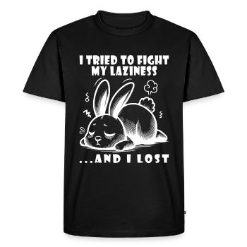 Bunny, Morning Grouch, Laziness, Chilling, Lazy Sleep - Men's Premium Organic T-Shirt - black - Front - Nico (187cm)