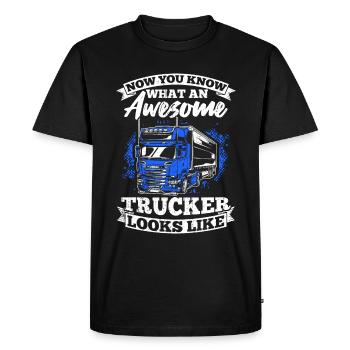 Camion Diesel Autoroute Meilleur Travail Argent Camion Chauffeur Truc - T-shirt Premium bio Homme - noir - Devant - Nico (187cm)