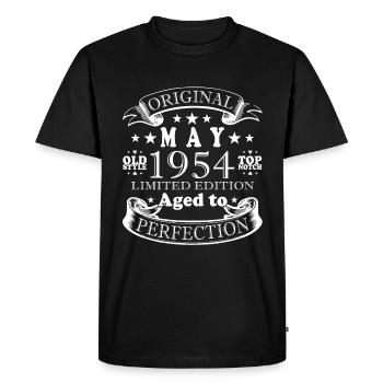 Né en mai 1954 Mai 1954 Né en mai 1954 - T-shirt Premium bio Homme - noir - Devant - Nico (187cm)