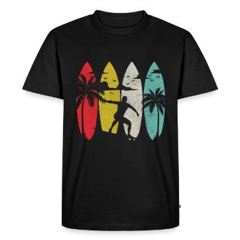 Surfing Vintage surfeur cadeau - T-shirt Premium bio Homme - noir - Devant - Nico (187cm)
