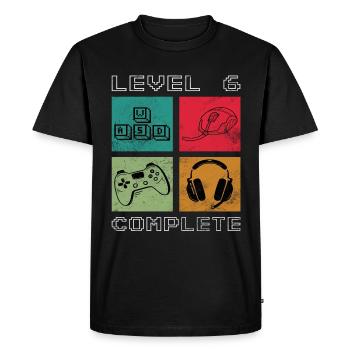 Niveau 6 Complet Gaming 6ème Cadeau d’Anniversaire - T-shirt Premium bio Homme - noir - Devant - Nico (187cm)