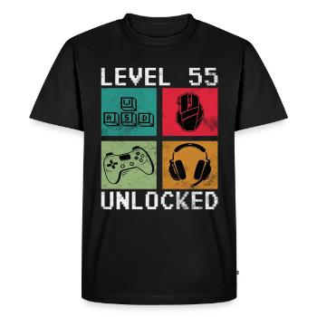 55e anniversaire Niveau 55 débloqué - T-shirt Premium bio Homme - noir - Devant - Nico (187cm)