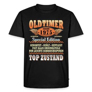 49. GEBURTSTAG OLDTIMER 1975 - Männer Premium Bio T-Shirt - Schwarz - Vorne - Nico (187cm)